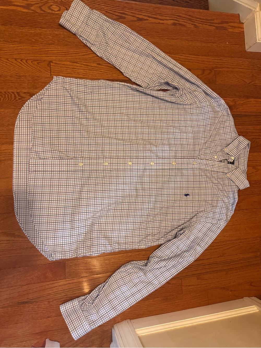 Ralph Lauren Men’s Blue and White Check Button-Down Shirt